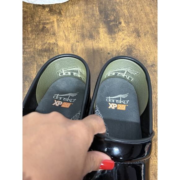 DANSKO XP 2.0 BLACK PATENT CLOGS COMFORTABLE SLIP-ON SHOES SIZE 7-7.5B 38 Work - Picture 7 of 11